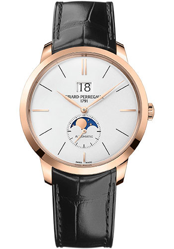 Girard-Perregaux 1966 Large Date and Moon Phases Watch - Silver Opaline Dial - Black Alligator Strap