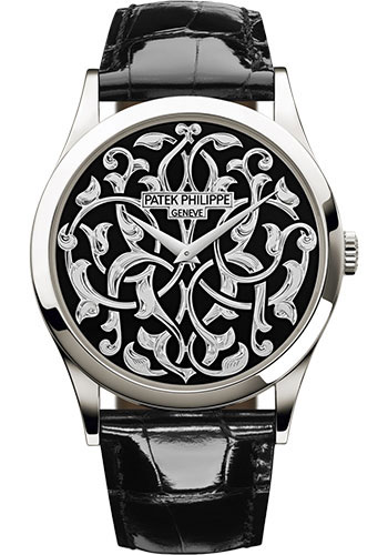 Patek Philippe Calatrava Volutes And Arabesques - 38 mm - Platinum - Handengraved Dial