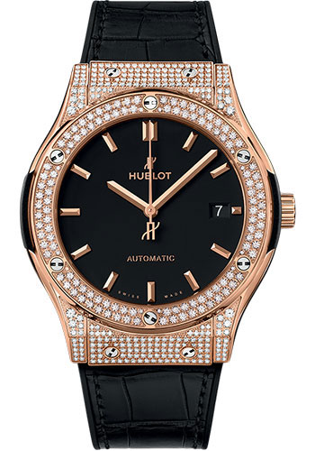 Hublot Classic Fusion King Gold Pavé Watch - 45 mm - Black Dial