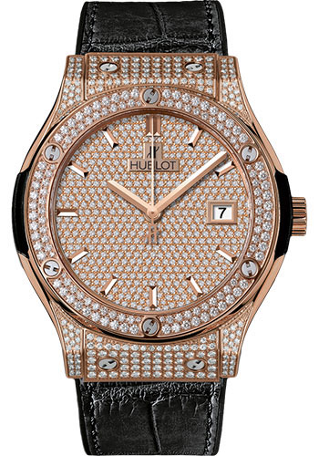 Hublot Classic Fusion King Gold Full Pave Watch