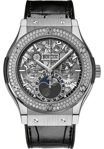 Hublot Classic Fusion Aerofusion Moonphase Titanium Diamonds Watch