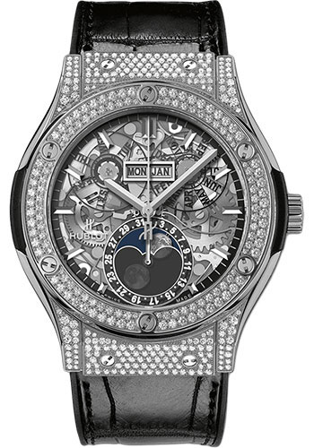 Hublot Classic Fusion Aerofusion Moonphase Titanium Pavé Watch