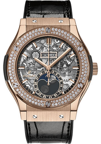 Hublot Classic Fusion Aerofusion Moonphase King Gold Diamonds Watch