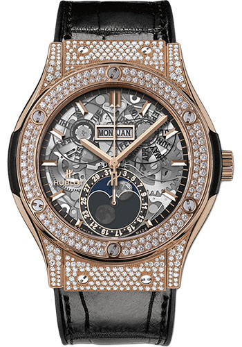 Hublot Classic Fusion Aerofusion Moonphase King Gold Pavé Watch