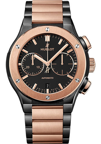 Hublot Classic Fusion Chronograph Ceramic King Gold Bracelet Watch - 45 mm - Black Dial