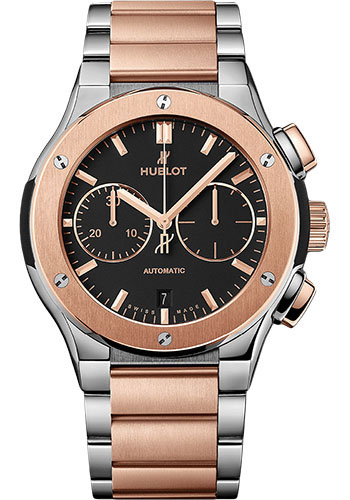 Hublot Classic Fusion Chronograph Titanium King Gold Bracelet Watch - 45 mm - Black Dial