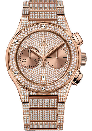 Hublot Classic Fusion Chronograph King Gold Full Pavé Bracelet Watch - 45 mm - Gem Set Dial