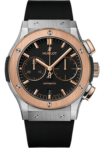 Hublot Classic Fusion Chronograph Titanium King Gold Watch - 45 mm - Black Dial - Black Lined Rubber Strap