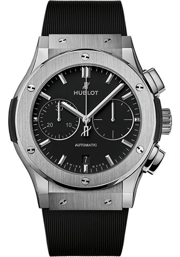 Hublot Classic Fusion Chronograph Titanium Watch - 45 mm - Black Dial - Black Lined Rubber Strap