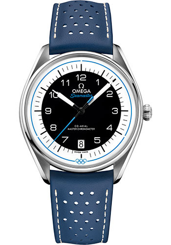 Omega Specialities Olympic Official Timekeeper Limited Edition of 2,032 Watch - 39.5 mm Steel Case - White Dial - Micro-Perforated Leather Strap