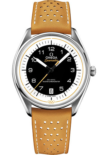 Omega Specialities Olympic Official Timekeeper Limited Edition of 2,032 Watch - 39.5 mm Steel Case - White Dial - Micro-Perforated Leather Strap