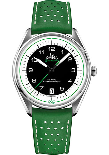 Omega Specialities Olympic Official Timekeeper Limited Edition of 2,032 Watch - 39.5 mm Steel Case - White Dial - Micro-Perforated Leather Strap