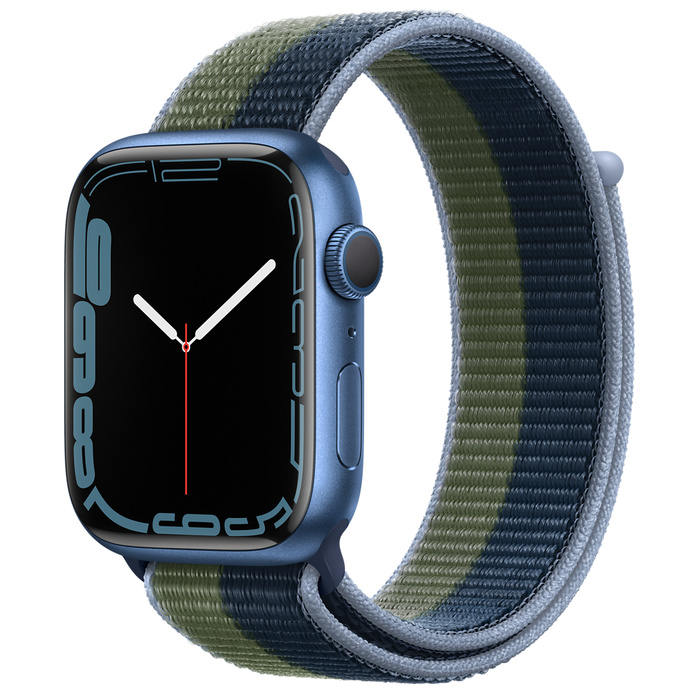 Apple Watch Series 7 GPS 45mm Blue Aluminum Case with Sport Loop