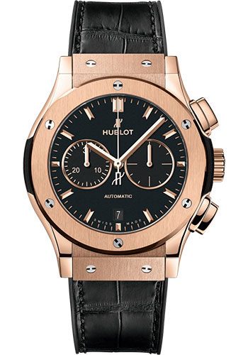 Hublot Classic Fusion Chronograph King Gold Watch - 42 mm - Black Dial - Black Rubber and Leather Strap