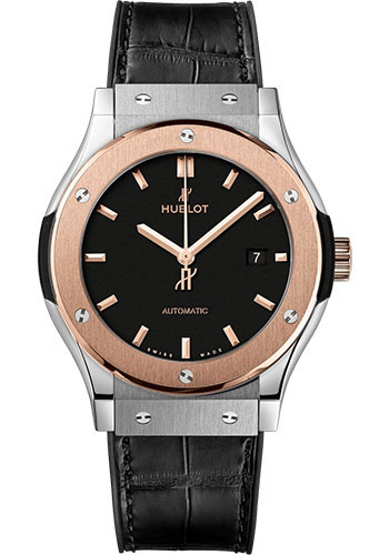 Hublot Classic Fusion Titanium King Gold Watch - 42 mm - Black Dial - Black Rubber and Leather Strap