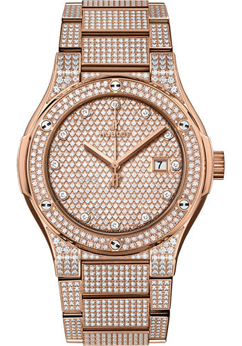 Hublot Classic Fusion Bracelet King Gold Full Pavé Watch - 42 mm - Gem Set Dial