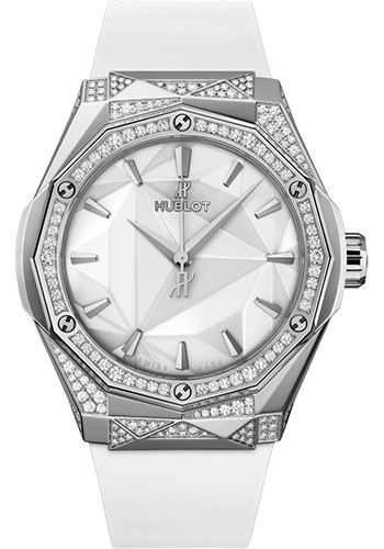 Hublot Classic Fusion Orlinski Titanium White Alternative Pavé Watch - 40 mm - White Dial - White Smooth Rubber Strap