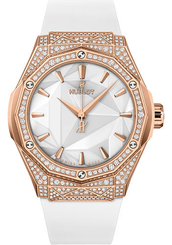 Hublot Classic Fusion Orlinski King Gold White Pavé Watch - 40 mm - White Dial - White Smooth Rubber Strap