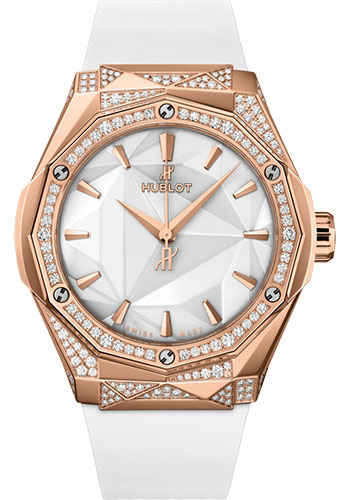 Hublot Classic Fusion Orlinski King Gold White Alternative Pavé Watch - 40 mm - White Dial - White Smooth Rubber Strap
