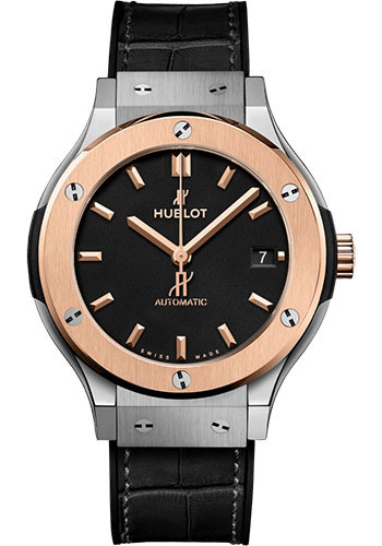 Hublot Classic Fusion Titanium King Gold Watch - 38 mm - Black Dial - Black Rubber and Leather Strap
