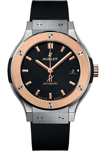 Hublot Classic Fusion Titanium King Gold Watch - 38 mm - Black Dial - Black Lined Rubber Strap