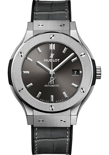 Hublot Classic Fusion Racing Grey Titanium Watch - 38 mm - Gray Dial - Black Rubber and Gray Leather Strap