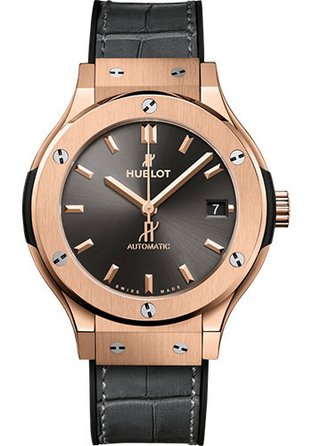 Hublot Classic Fusion Racing Grey King Gold Watch - 38 mm - Gray Dial - Black Rubber and Gray Leather Strap