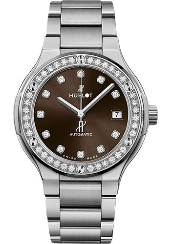 Hublot Classic Fusion Titanium Brown Diamonds Bracelet Watch - 38 mm - Brown Dial
