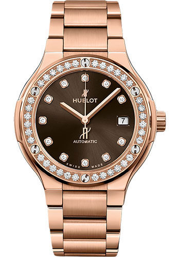 Hublot Classic Fusion King Gold Brown Diamonds Bracelet Watch - 38 mm - Brown Dial