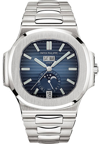 Patek Philippe Nautilus Annual Calendar Moon Phases - 40.5 mm - Steel - Blue Dial