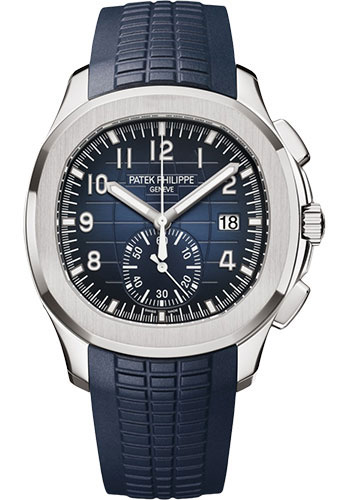 Patek Philippe Aquanaut Selfwinding Chronograph - 42.2 mm White Gold Case - Blue Dial - Midnight Blue Composite Strap