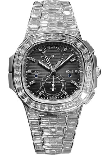 Patek Philippe Nautilus Travel Time Chronograph - White Gold Diamond Case