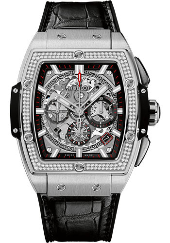 Hublot Spirit of Big Bang Titanium Diamonds Watch - 42 mm - Sapphire Dial - Black Rubber and Leather Strap