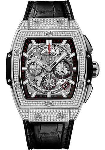 Hublot Spirit of Big Bang Titanium Pavé Watch - 42 mm - Sapphire Dial - Black Rubber and Leather Strap