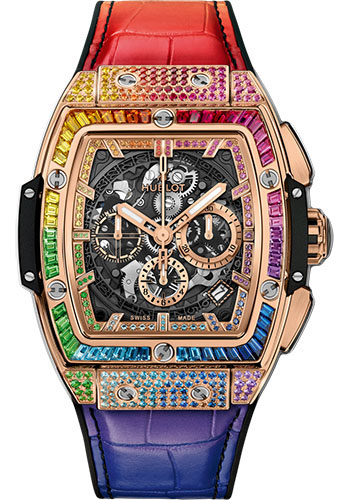 Hublot Spirit Of Big Bang King Gold Rainbow Watch - 42 mm - Black Skeleton Dial