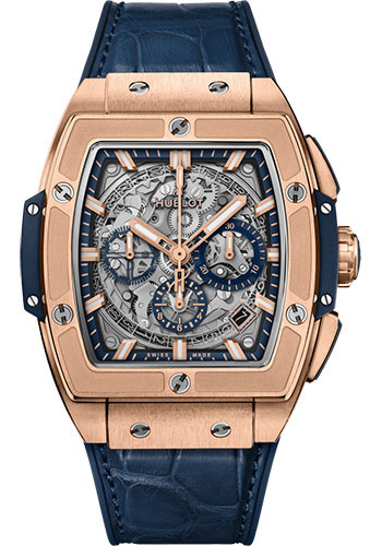 Hublot Spirit of Big Bang King Gold Blue Watch - 42 mm - Sapphire Dial - Blue Rubber and Leather Strap
