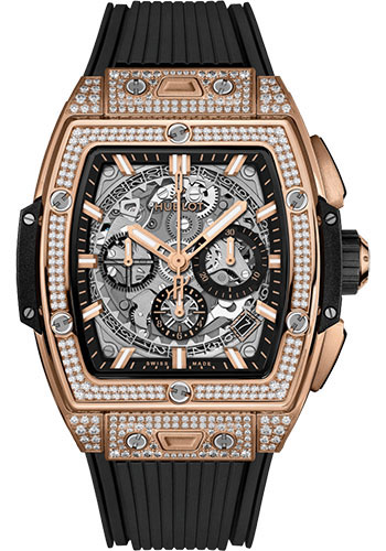 Hublot Spirit of Big Bang King Gold Pavé Watch - 42 mm - Sapphire Dial - Black Rubber Strap