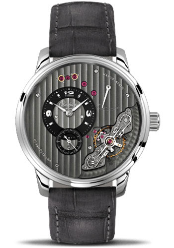 Glashütte Original PanoInverse - Steel Case - Black Dial - Grey Louisiana Alligator Nubuk Leather Strap - Folding Buckle