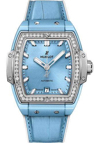 Hublot Spirit Of Big Bang Light Blue Ceramic Titanium Diamonds Watch - 39 mm - Light Blue Dial