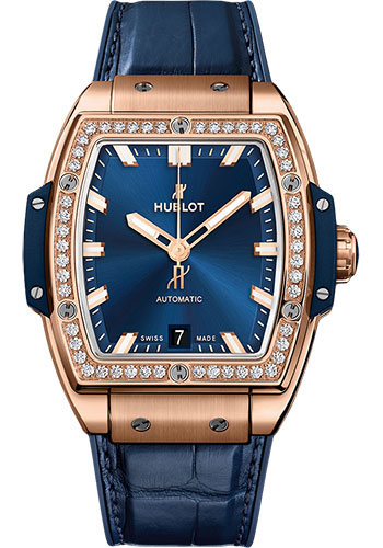 Hublot Spirit Of Big Bang King Gold Blue Diamonds Watch - 39 mm - Blue Dial
