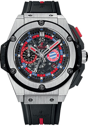Hublot King Power Bayern Munich Watch - 48 mm Titanium Case - Red and Blue Logo Dial - Black and Red Rubber Strap Limited Edition of 200