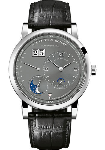 A. Lange & Söhne Lange 1 Tourbillon Perpetual Calendar - 41.9mm White Gold Case - Grey Dial - Black Strap