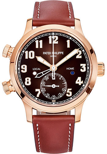 Patek Philippe Complications Calatrava Pilot Travel Time - 37.5mm - Rose Gold - Brown Sunburst Dial