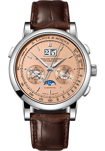 A. Lange & Söhne Datograph Perpetual Tourbillon - 41.5mm White Gold Case - Solid Pink Gold Dial - Dark Brown Strap