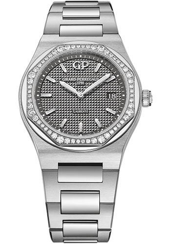 Girard-Perregaux Laureato 34 mm Watch - Steel Case - Diamond Bezel - Slate-Grey Dial - Bracelet