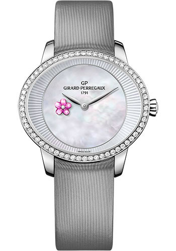 Girard-Perregaux Cat's eye Plum Blossom Watch - Steel Case - Grey Calf Strap