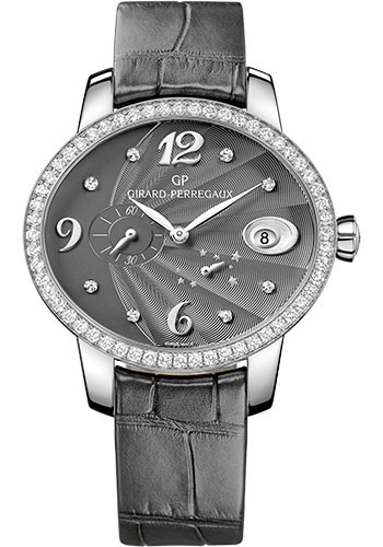 Girard-Perregaux Cat's eye Power Reserve Watch - Steel Case - Anthracite Dial - Black Alligator Strap