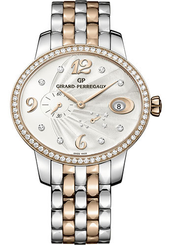 Girard-Perregaux Cat's eye Power Reserve Watch - Steel and Pink Gold Case - Silver Opaline Dial - Bracelet