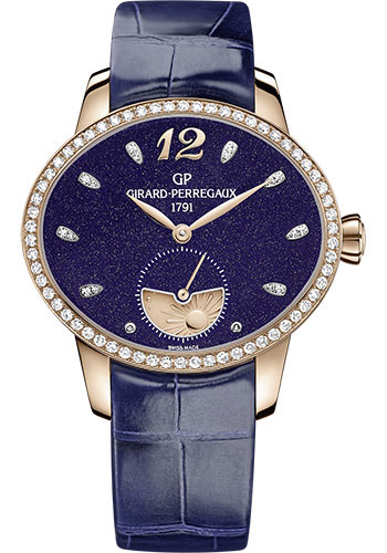Girard-Perregaux Cat's eye Day and Night Watch - Aventurine Diamond Dial - Blue Alligator Strap