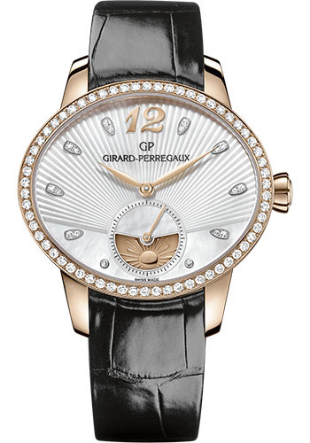 Girard-Perregaux Cat's eye Day and Night Watch - Mother-Of-Pearl Diamond Dial - Black Alligator Strap